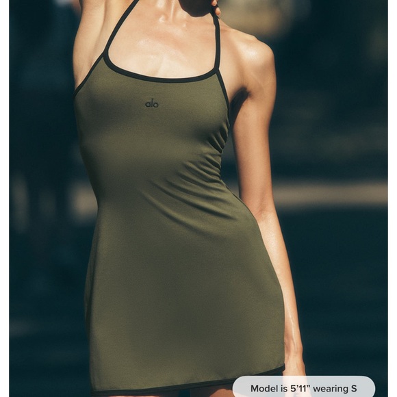 ALO Yoga Dresses & Skirts - ALO Yoga Olive Green & Black Active Dress - Strappy